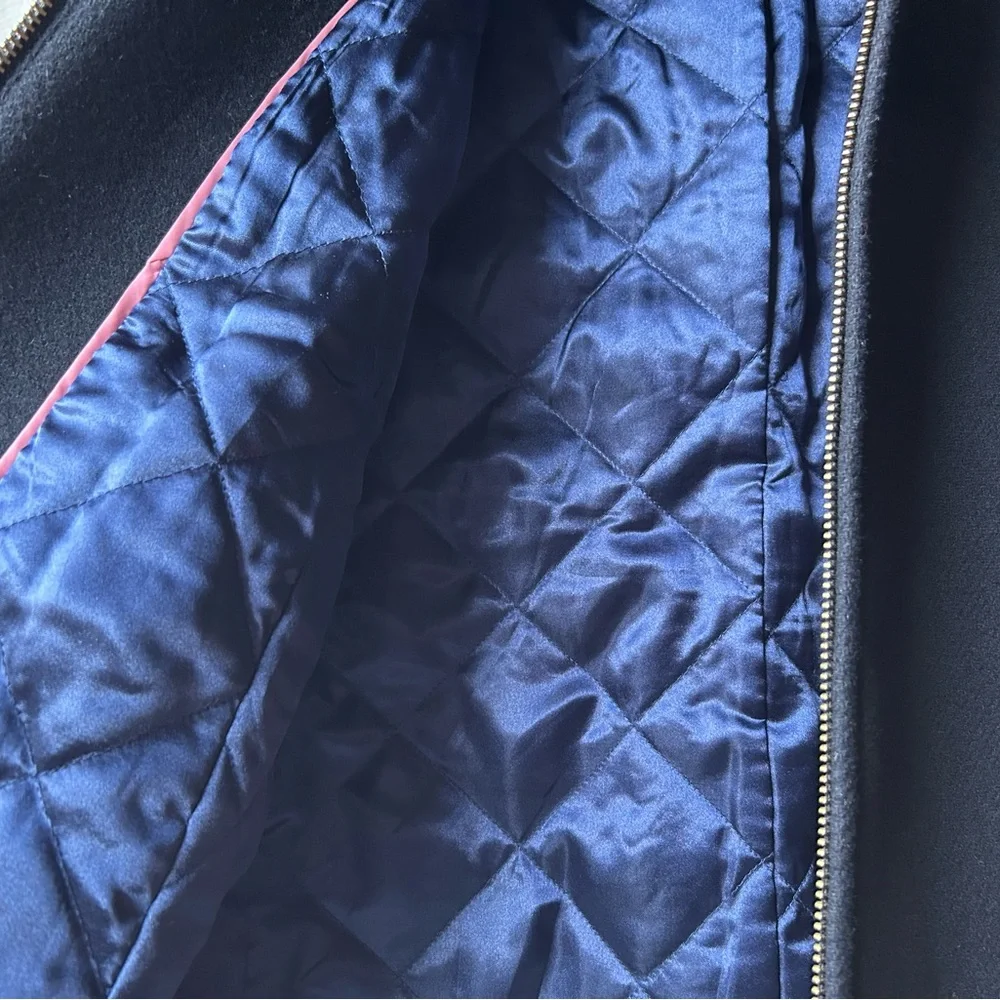 J.Crew Black Lodge Coat in Italian Stadium-Cloth Wool Sz 0